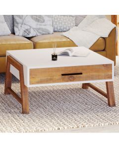 Trinity Wooden Coffee Table With 1 Drawer In White And Oak