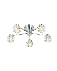 Wakefield 5 Bulbs Decorative Flush Ceiling Light In Chrome