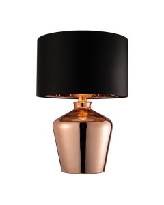 Waldorf Black Fabric Table Lamp In Copper Glass Base