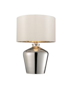 Waldorf Ivory Fabric Table Lamp In Chrome Glass Base