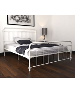 Wallace Metal King Size Bed In White