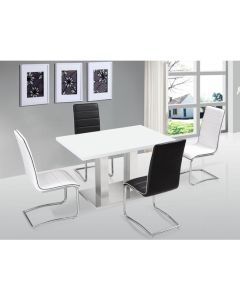 Walton Wooden Dining Set In White High Gloss With 4 Chairs