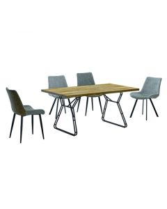 Waterloo Wooden Dining Set In Oak Effect With 4 Fabric Chairs