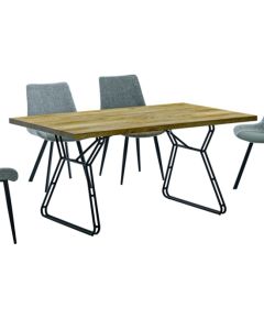 Waterloo Wooden Dining Table In Natural With Black Metal Legs