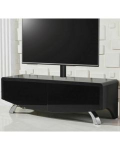 Wave Ultra Wooden TV Stand In Black High Gloss With 2 Soft Open Doors