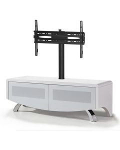 Wave Ultra Wooden TV Stand In White High Gloss With 2 Soft Open Doors