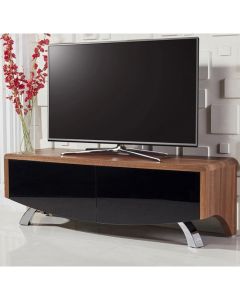 Wave Wooden TV Stand In Walnut With 2 Soft Open Doors