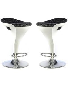 Welford White And Black Textilene Seat Bar Stools In Pair