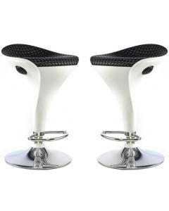 Welford White And Black Textilene Seat Bar Stools In Pair