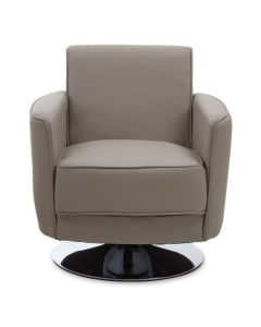 Wester Leather Effect Home And Office Chair In Grey With Chrome Base