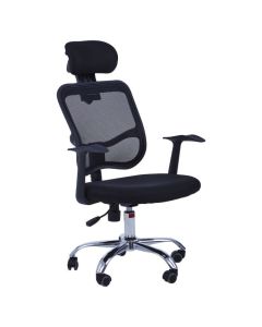 Westland Fabric Rolling Home And Office Chair In Black With Rolling Base