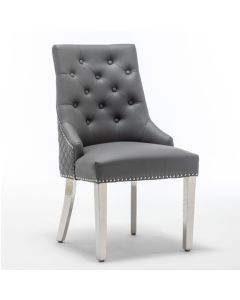 Weston Faux Leather Dining Chair In Grey