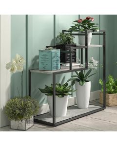 Weston Wooden Plant Stand In Light Concrete Effect