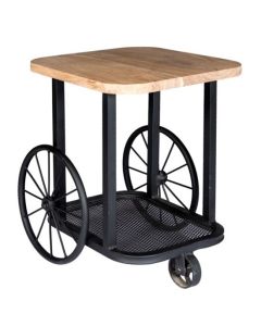Wickon Craft Wheel Wooden End Table In Oak