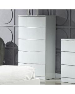 Widney Wooden Chest Of Drawers In White High Gloss With 5 Drawers