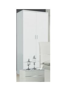 Widney Wooden Wardrobe In White High Gloss With 2 Drawers