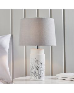 Wild Meadow And Mia Charcoal Shade Table Lamp In Matt White
