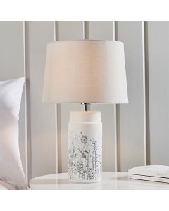 Wild Meadow And Mia Natural Shade Table Lamp In Matt White