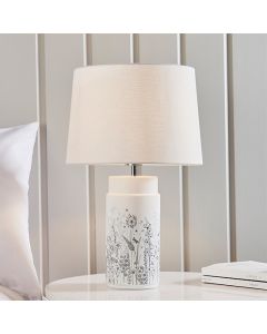 Wild Meadow And Mia Vintage White Shade Table Lamp In Matt White