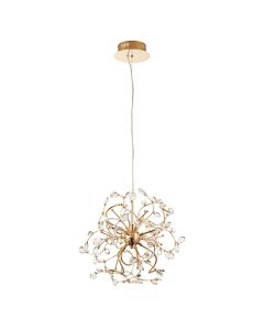 Willa Clear Faceted Crystals 6 Lights Ceiling Pendant Light In Gold Effect