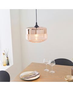 Willis Cognac Glass Ceiling Pendant Light In Polished Copper