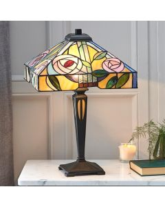 Willow Medium Tiffany Glass Table Lamp In Dark Bronze