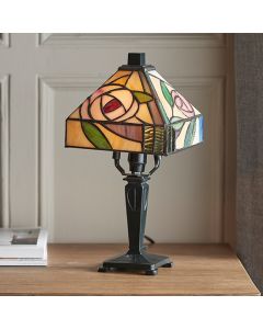 Willow Mini Tiffany Glass Table Lamp In Dark Bronze