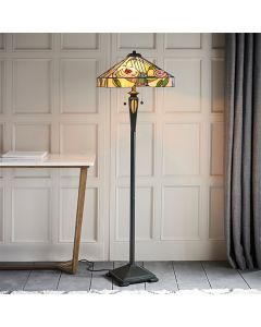 Willow Tiffany Glass Floor Lamp In Dark Bronze