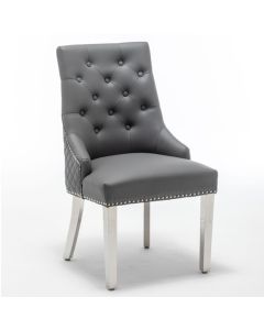 Winchester Faux Leather Dining Chair In Grey