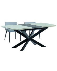 Windemere Extending Super White Glass Dining Table With Wooden Legs