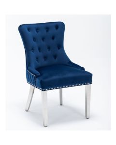 Windsor French Velvet Upholstered Dining Chair In Blue