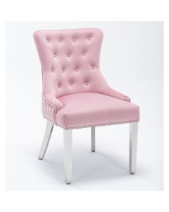 Windsor French Velvet Upholstered Dining Chair In Pink