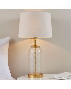 Wistow And Mia Natural Shade Table Lamp In Clear Glass Base