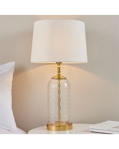 Wistow And Mia Vintage White Shade Table Lamp In Clear Glass Base