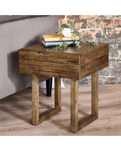 Woburn Reclaimed Pine Wood Lamp Table With 1 Drawer