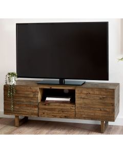Woburn Reclaimed Pine Wood TV Stand With 2 Doors 1 Drawer