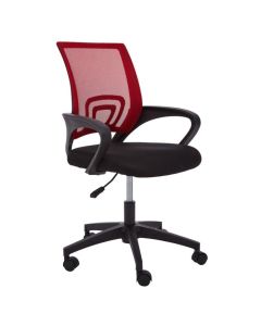 Wostan Nylon Home And Office Chair In Red With Black Armrest