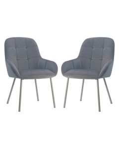 Wren Grey Velvet Dining Chairs With Latte Metal Legs
