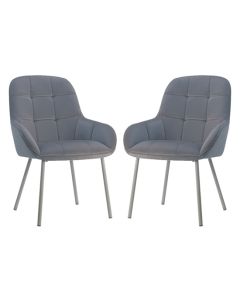 Wren Grey Velvet Dining Chairs With Latte Metal Legs