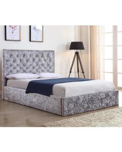 Yasmin Crushed Velvet Storage King Size Bed In Silver