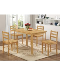 York Medium Wooden Dining Set In Natural Oak With 4 Chairs
