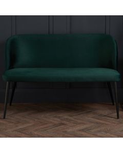 Zara Plush Velvet Upholstered Dining Bench In Green With Black Legs