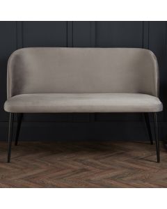 Zara Plush Velvet Upholstered Dining Bench In Grey With Black Legs