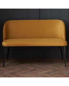Zara Plush Velvet Upholstered Dining Bench In Mustard With Black Legs