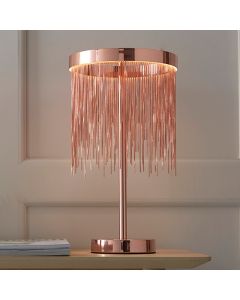 Zelma Table Lamp In Brushed Copper With Copper Effect Chains