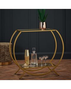 Zenor Clear Glass Console Table In Gold