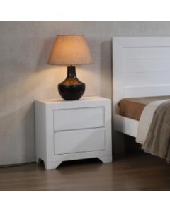 Zircon Wooden Nightstand In White With 2 Drawers