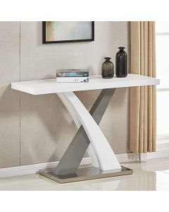 Zurich Wooden Console Table In White And Grey High Gloss