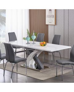 Zurich Extending Dining Table In White And Grey High Gloss