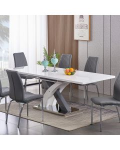 Zurich Extending Dining Table In White And Grey High Gloss